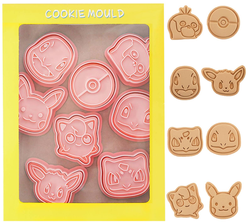 Ausstechformen 3D Pokémon Plätzchenausstecher Keksausstecher (8-teilig, Kunststoff)