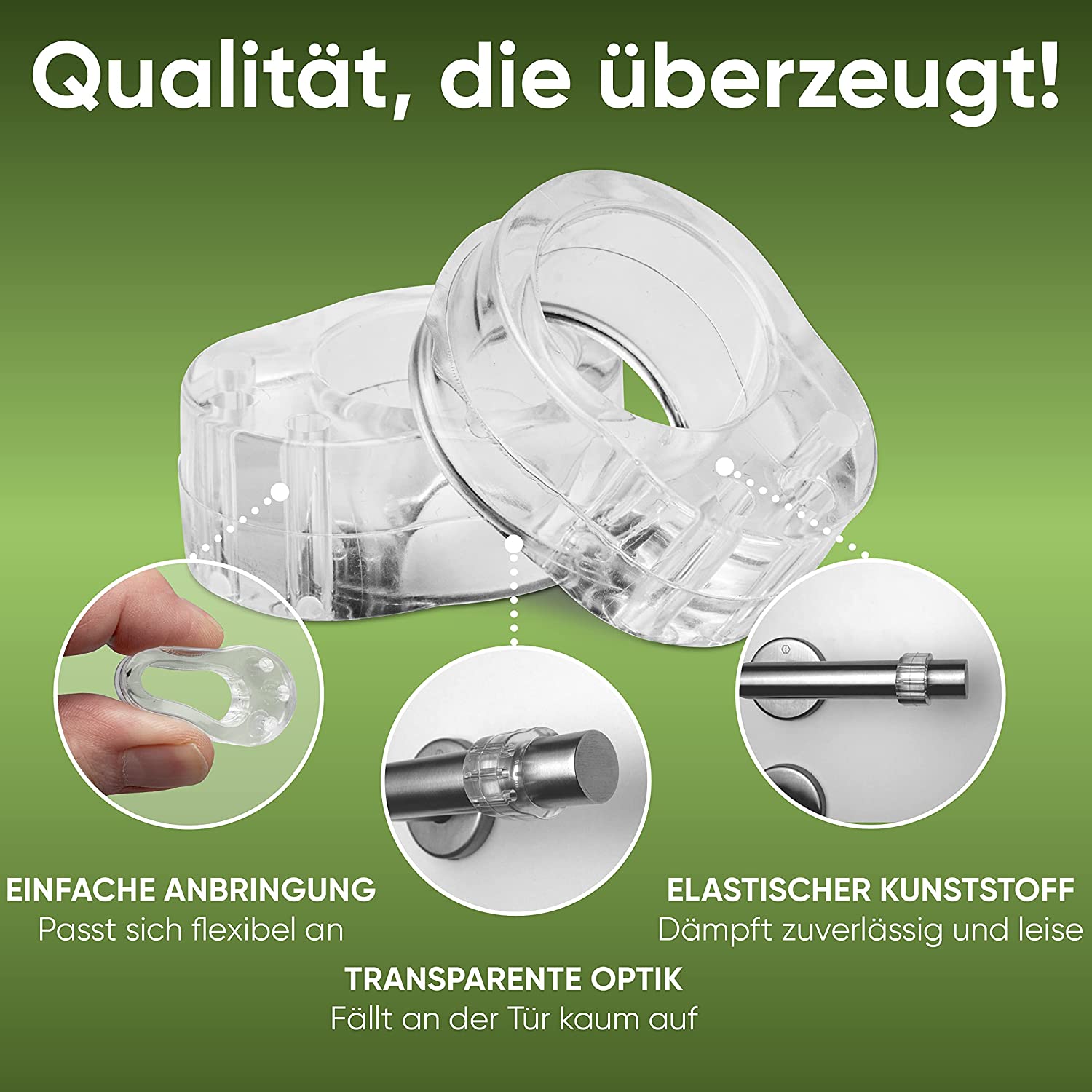 LÜNIC 4er Set Türklinkenpuffer Türstopper Türgriffpuffer Ring transparent