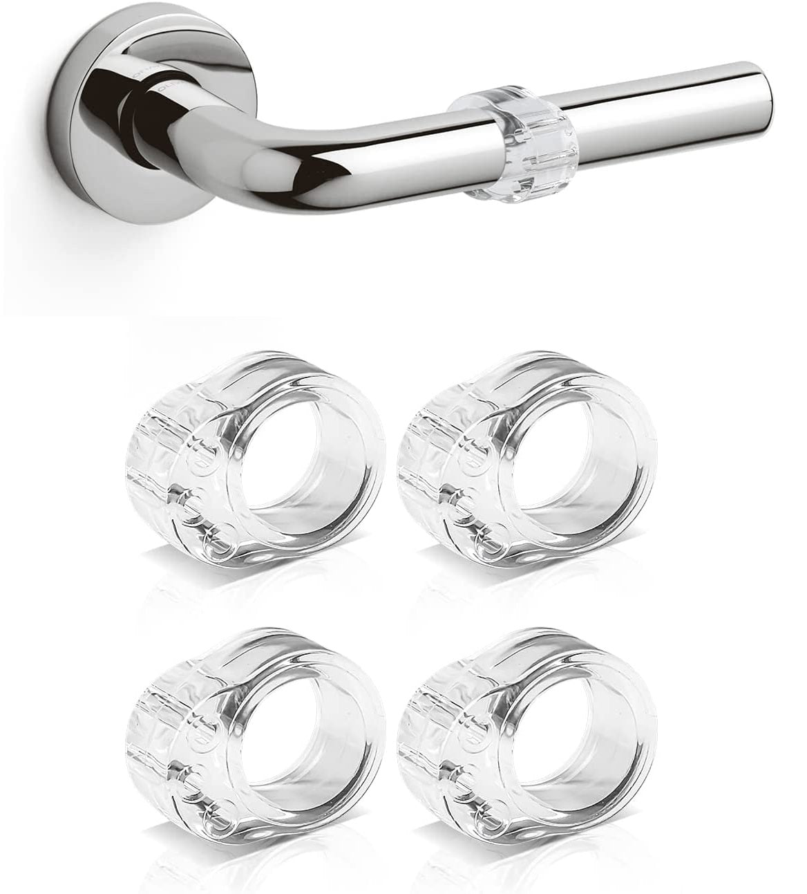 Türklinkenpuffer Türstopper Türgriffpuffer Ring transparent, 4er-Set