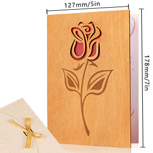 3D Grußkarte aus Holz mit Umschlag Rose - Glückwunschkarte Geschenkkarte