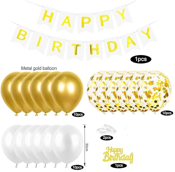 18. Geburtstag Luftballon Gold, Geburtstagsdeko Happy Birthday, 37 Stück