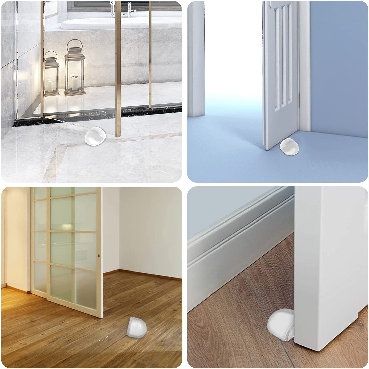 LÜNIC 4er -Set Türstopper Boden selbstklebend, halbrund transparent