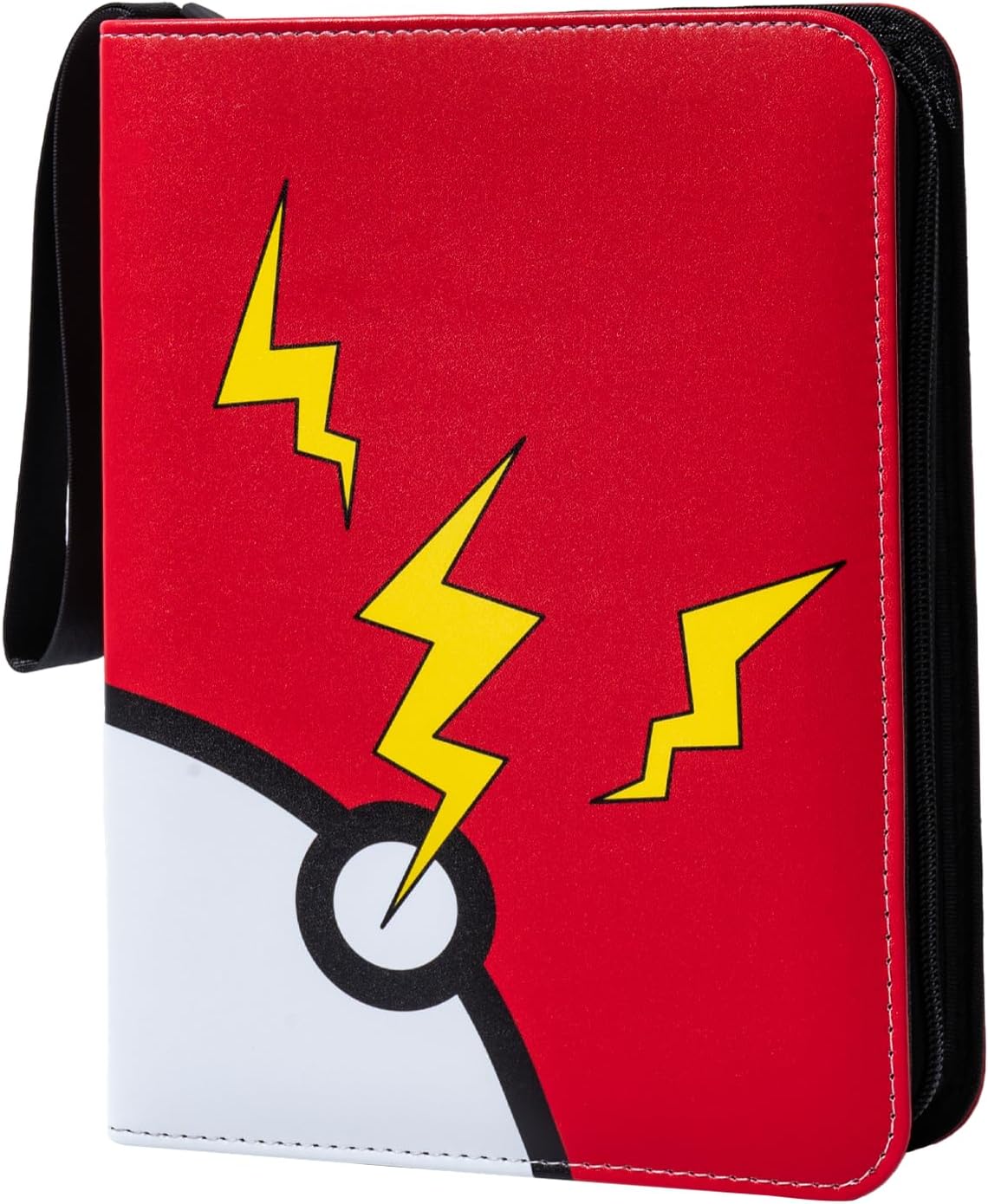Sammelalbum für 400 Pokemon Karten mit Reißverschluss tragbar, Pokeball rot