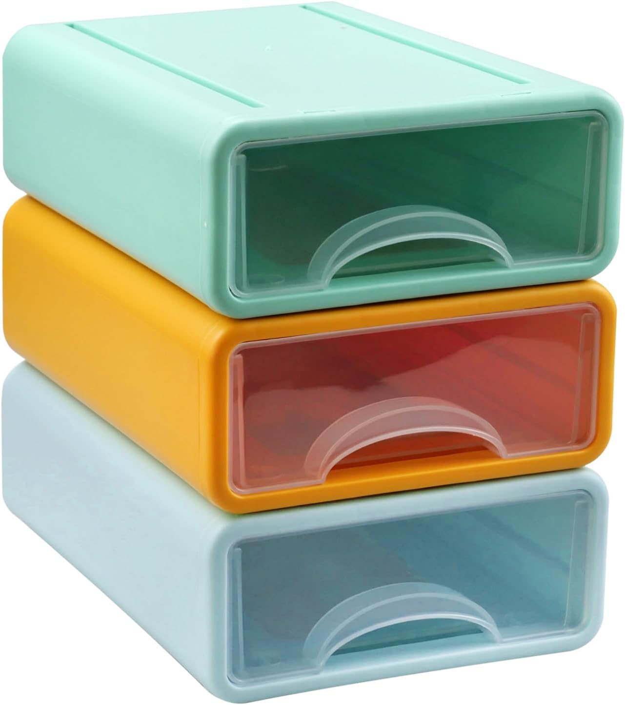 LÜNIC 3er-Set Stapelbare Schubladenbox Organizer Schreibtisch (3 Farben)