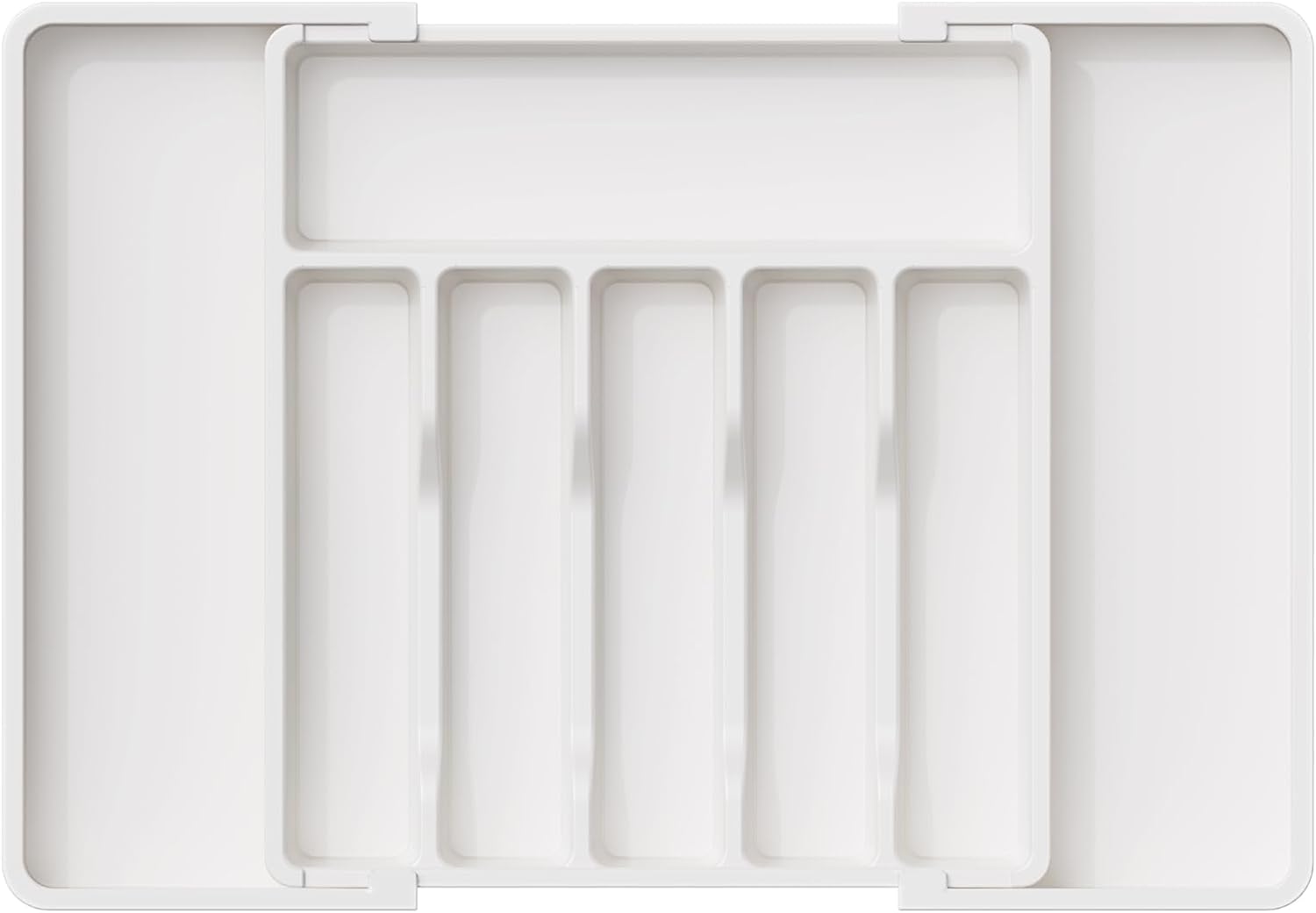 LÜNIC Besteckkasten Besteckeinsatz Schubladen aus Kunststoff, verstellbar, weiß