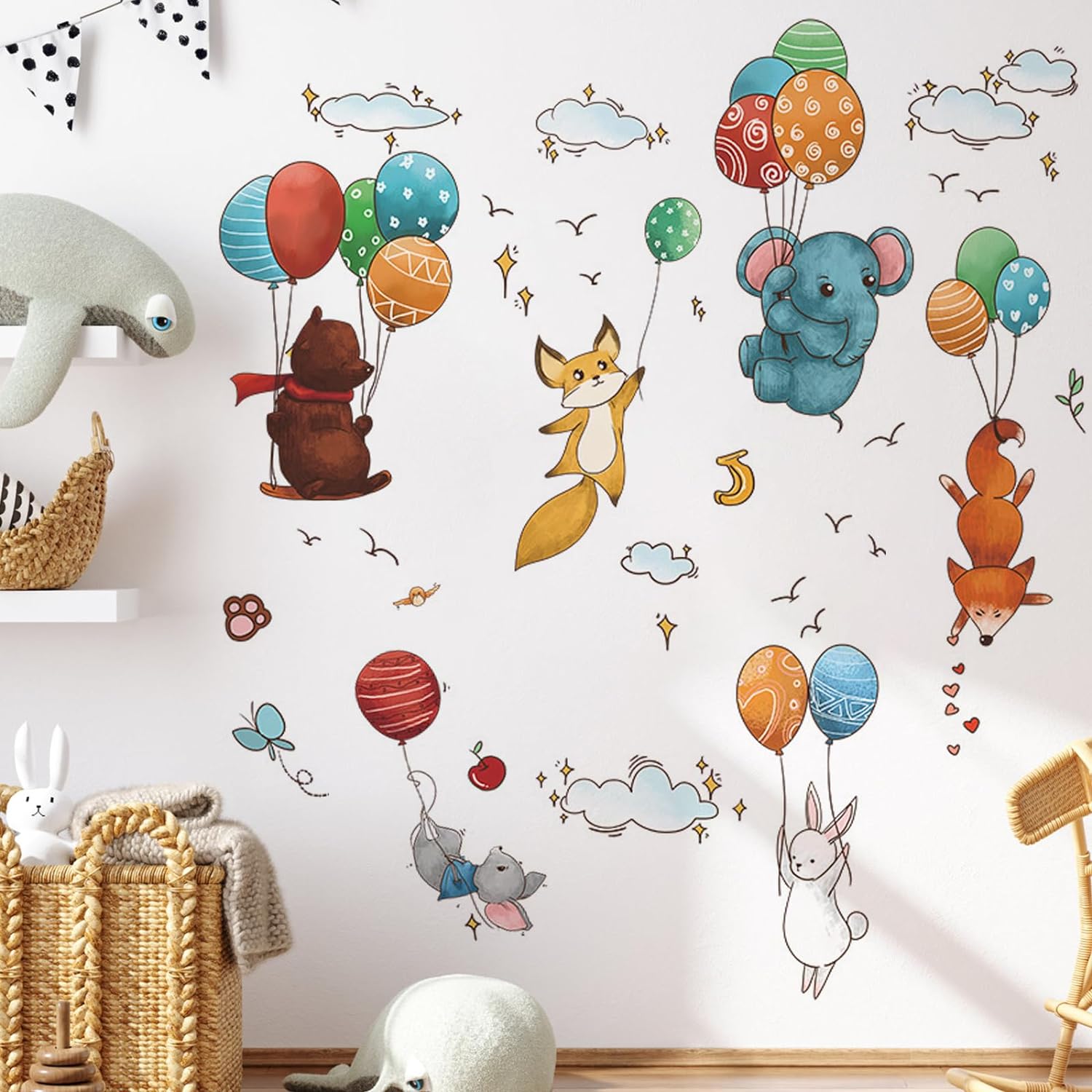 Wandtattoo Waldtiere & Ballons – Wanddeko fürs Kinderzimmer