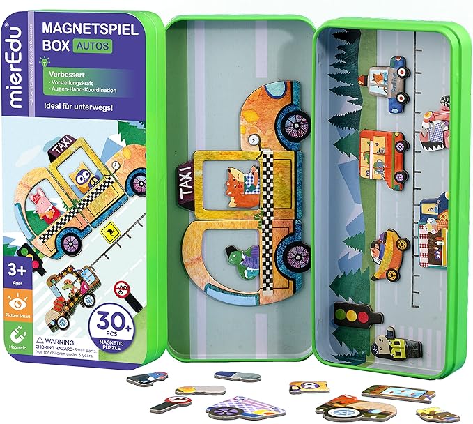 MierEdu Reise - Magnetspielbox Magnetische Puzzle-Box – Auto