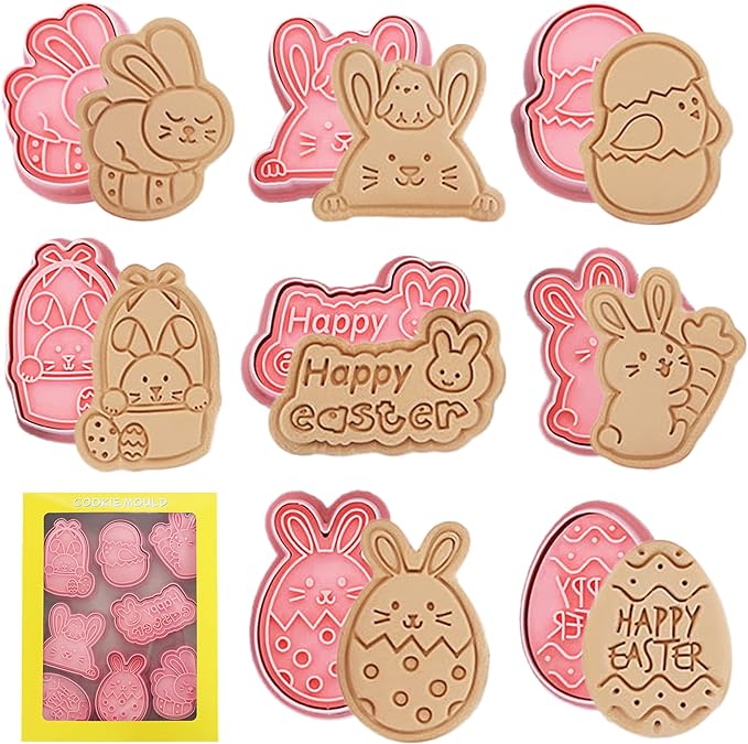 Ausstechformen Ostern Plätzchenausstecher Keksausstecher (8-teilig, Kunststoff, Ein-Klick)