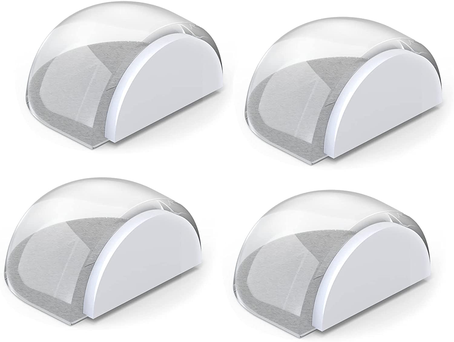 LÜNIC 4er -Set Türstopper Boden selbstklebend, halbrund transparent