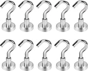 LÜNIC 10er Set Magnethaken 16mm Neodym - Magnetischer Halter Haken Kühlschrankmagnet