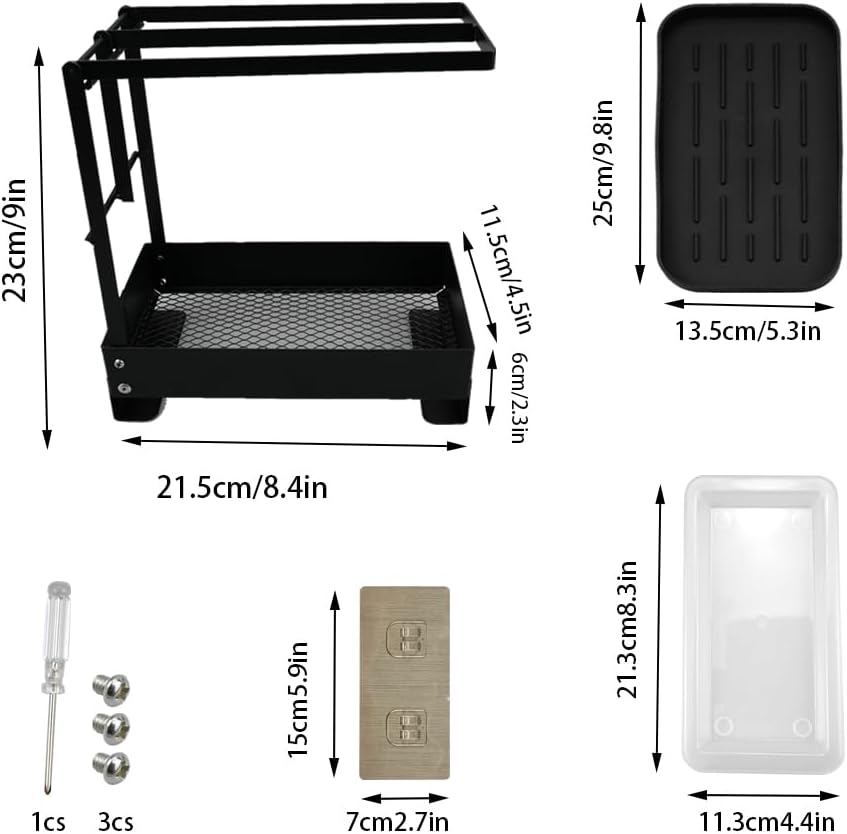 LÜNIC Spülbecken Organizer Schwammhalter mit Handtuchhalter & Ablaufschale