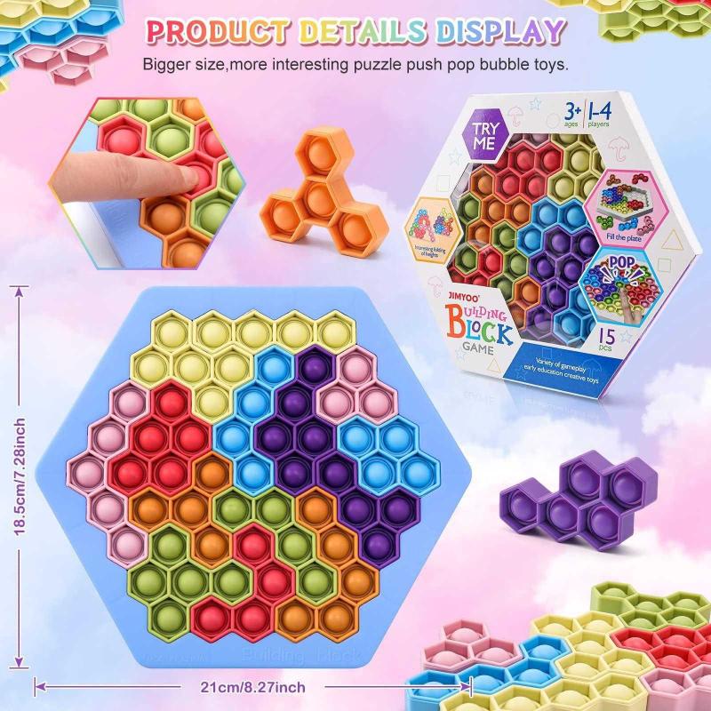 Pop It Antistress Bubble Fidget Push Zappelblöcke Puzzle Sechseck weiß