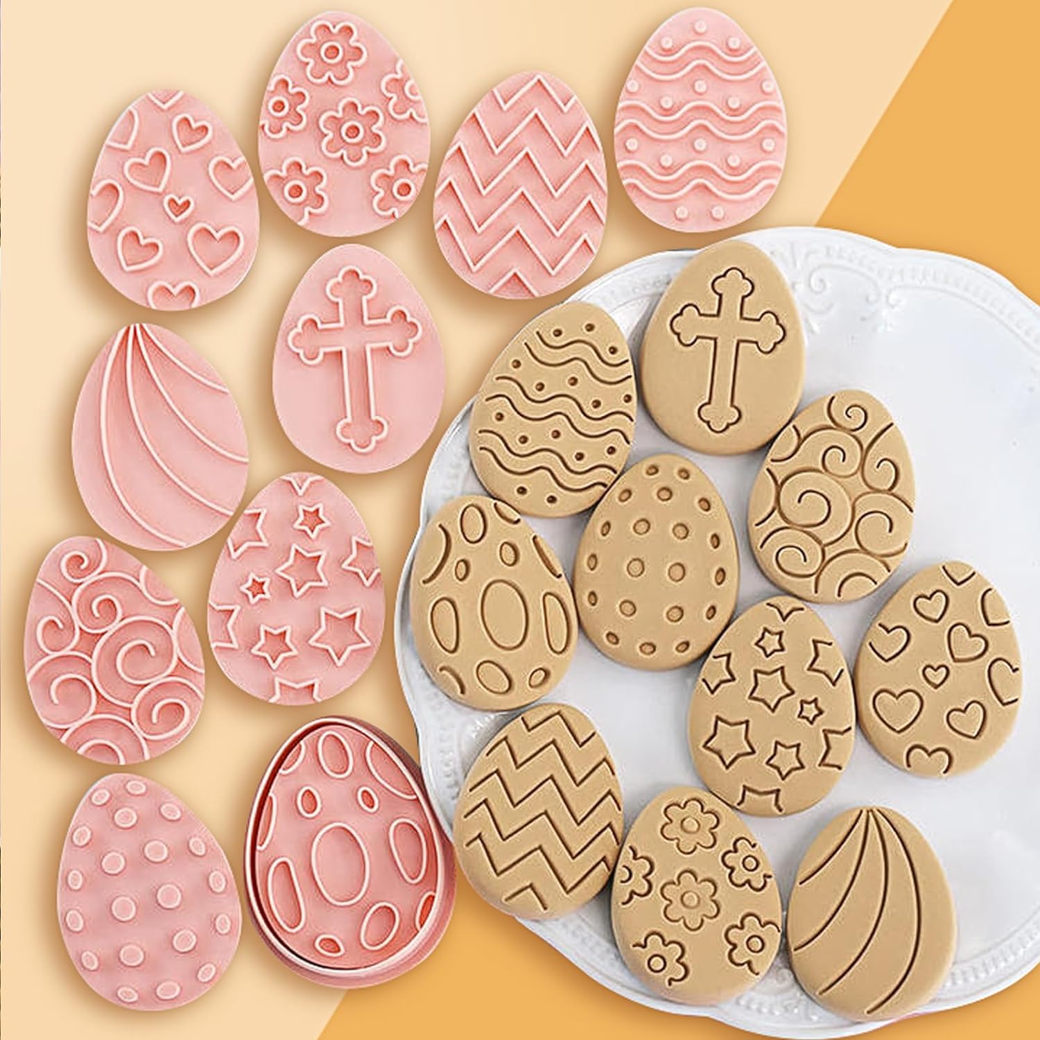 Ausstechformen Ostern Plätzchenausstecher Keksausstecher (10-teilig, Kunststoff, Ein-Klick)