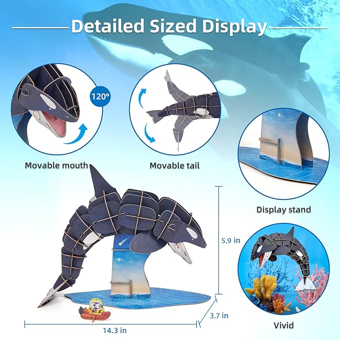 MierEdu Bewegliches Eco 3D Puzzle Kinder – Orca