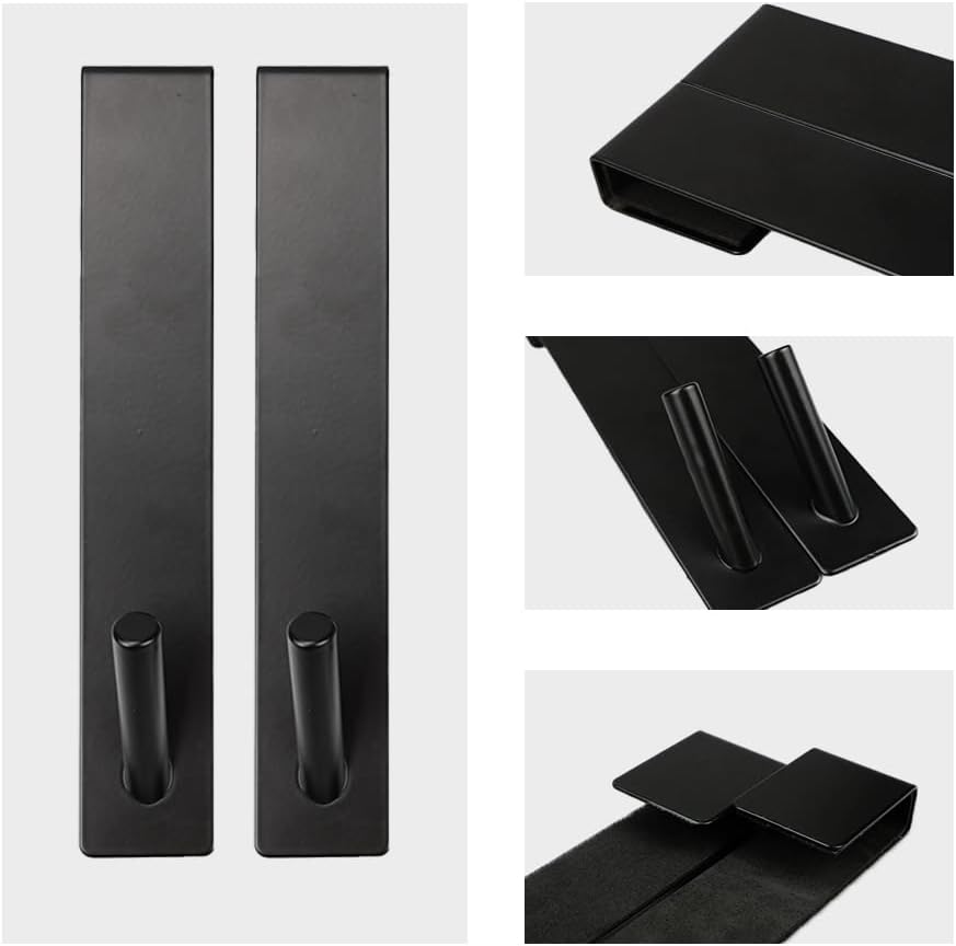 LÜNIC 2er Set Duschwandhaken Edelstahl schwarz, ohne Bohren mit Gummi Schutz