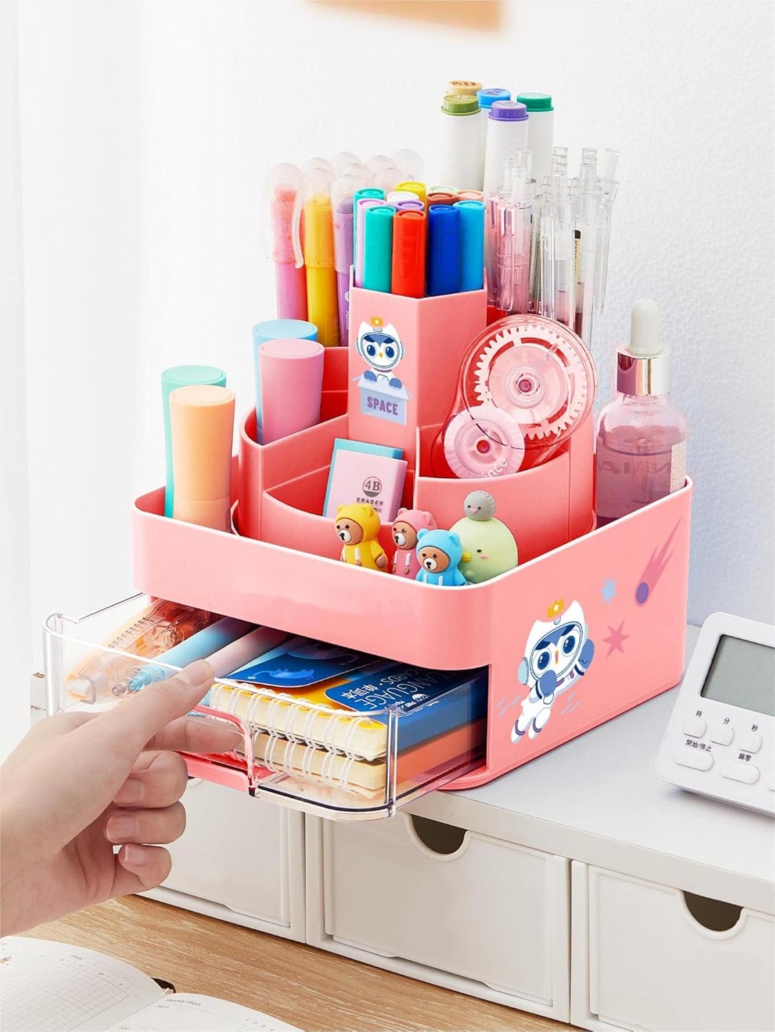LÜNIC Stifthalter Schreibtisch Organizer drehbar rotierend rosa