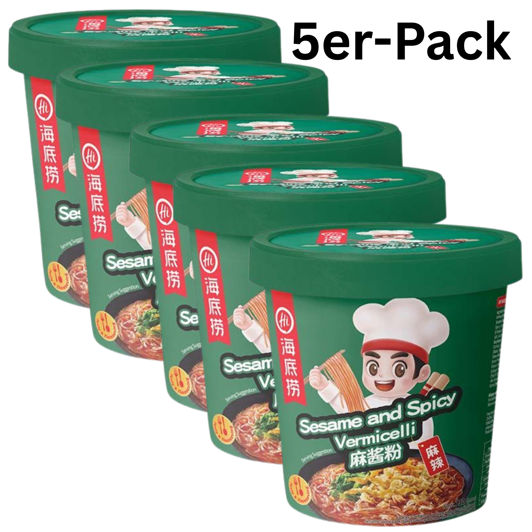 Haidilao Instant Glasnudeln Vermicelli Sesam & Spicy Cup 130g (5er-Pack)