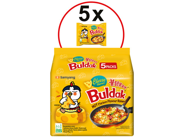 Samyang Buldak Cheese Hot Chicken Ramen 140g (5er-Pack)