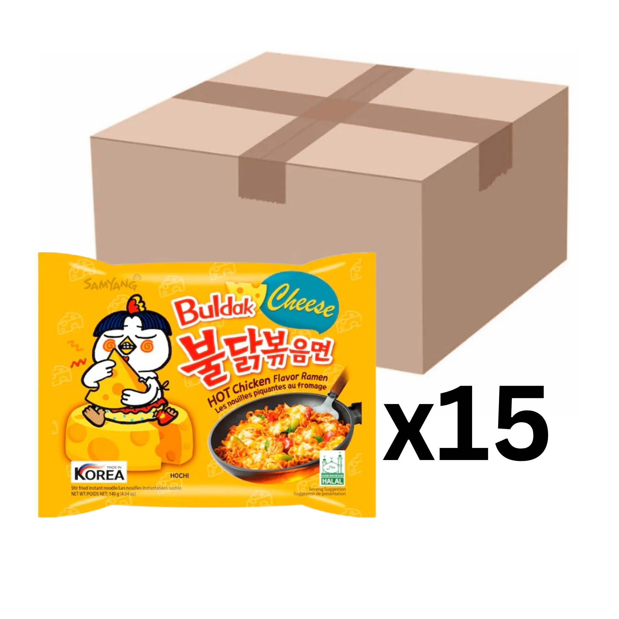 Samyang Buldak Cheese Hot Chicken Ramen 140g (15er-Pack)