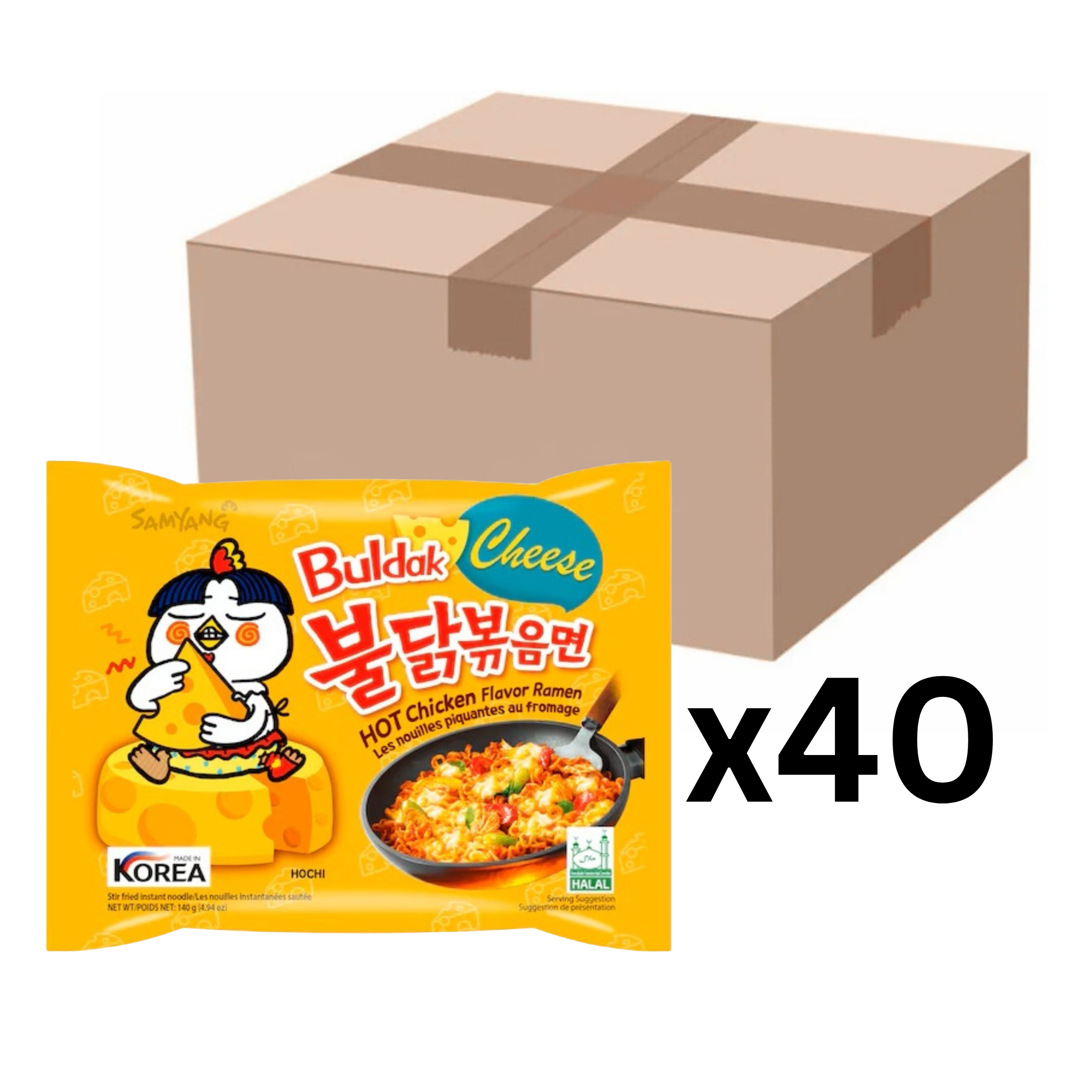 Samyang Buldak Cheese Hot Chicken Ramen 140g (40er-Pack)