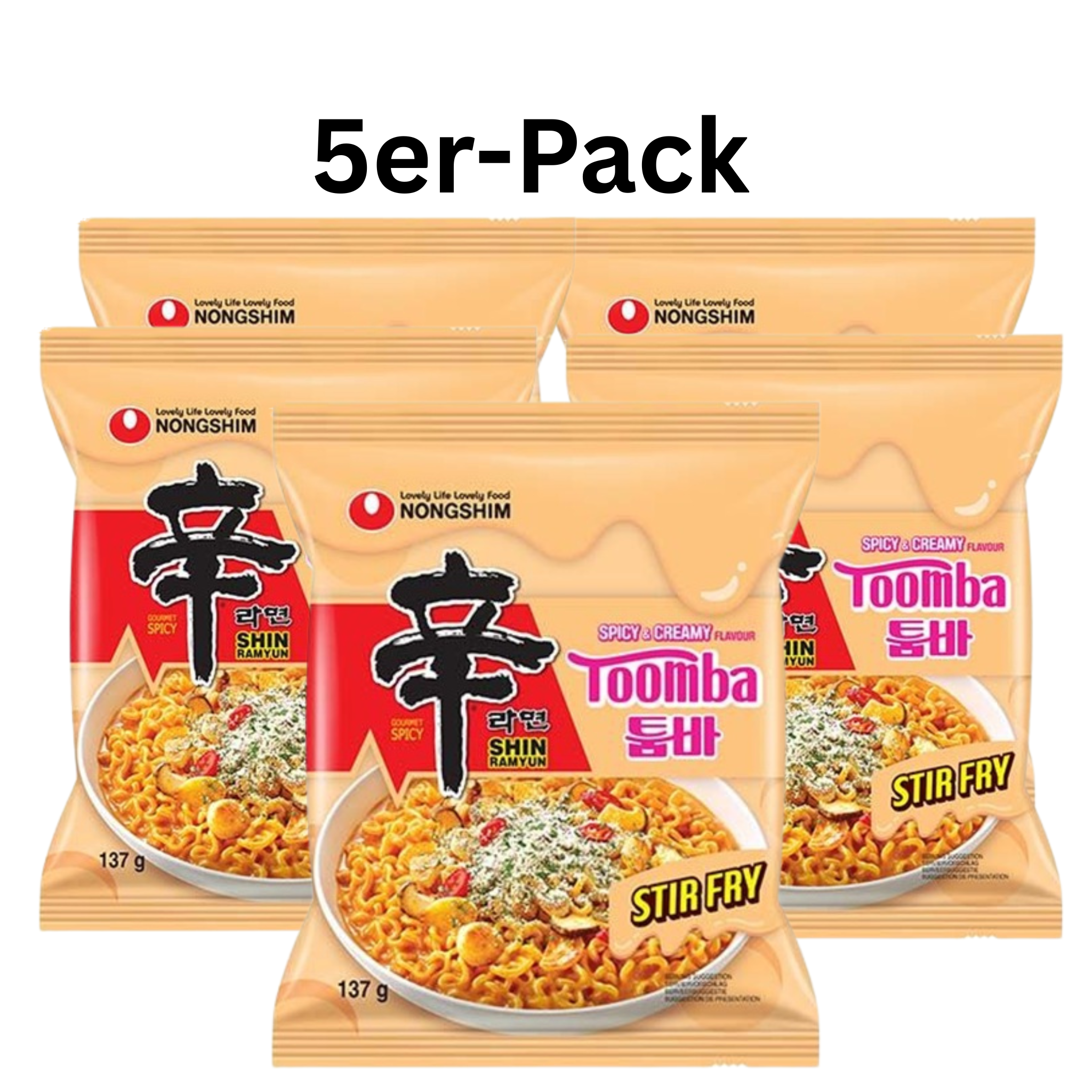 Nongshim Instantnudeln Shin Ramyun Stir-Fry Toomba 137g (5er-Pack)