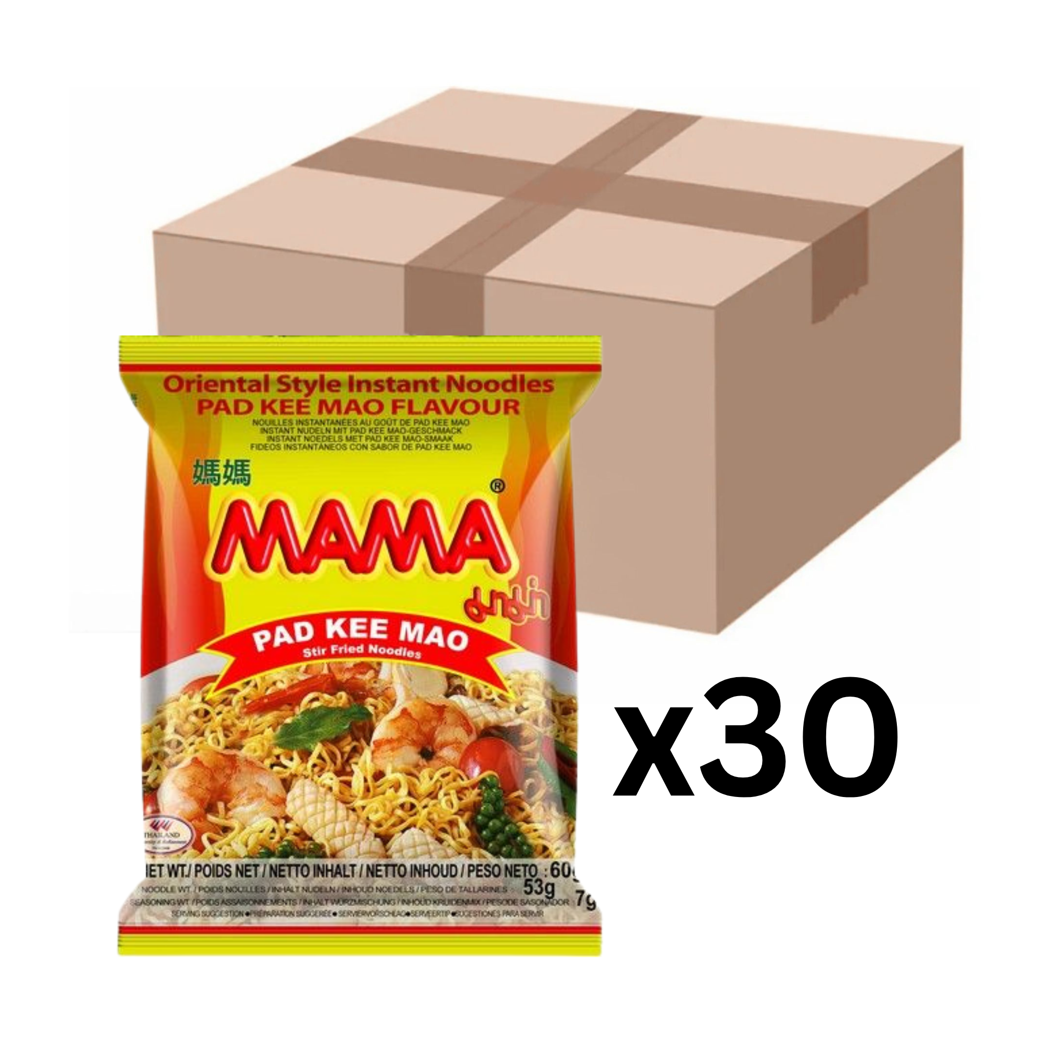 MAMA Instantnudeln Stir-Fried Pad Kee Mao 60g (30er-Pack)