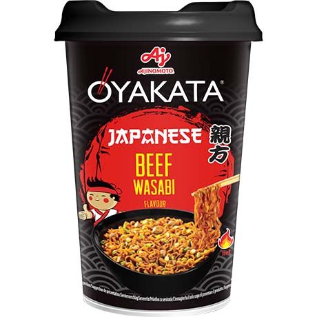 Ajinomoto OYAKATA Instantnudeln Yakisoba CUP Japanese Rind Wasabi 93g (8er-Pack)_MHD