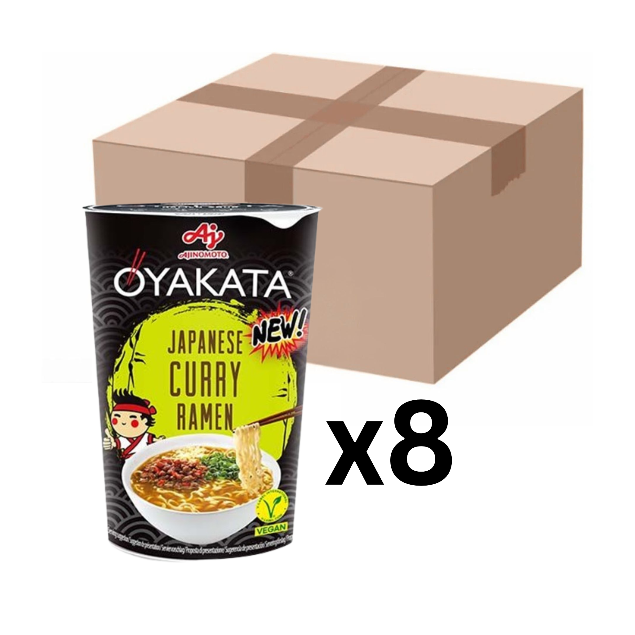 Ajinomoto OYAKATA Instantnudeln Ramen Cup Japanese Curry 62,5g (8er-Pack)