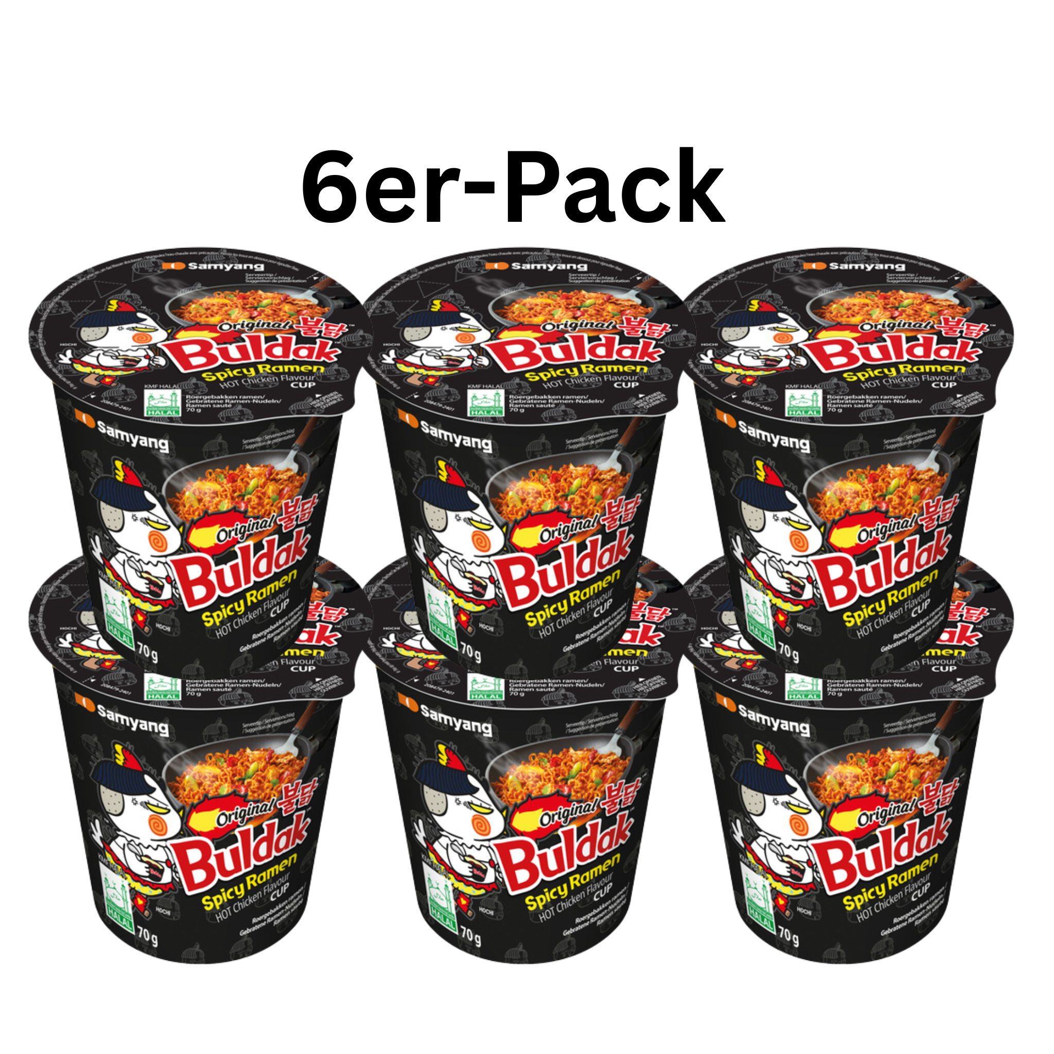 Samyang Buldak Hot Chicken Ramen Original Cup 70g (6er-Pack)