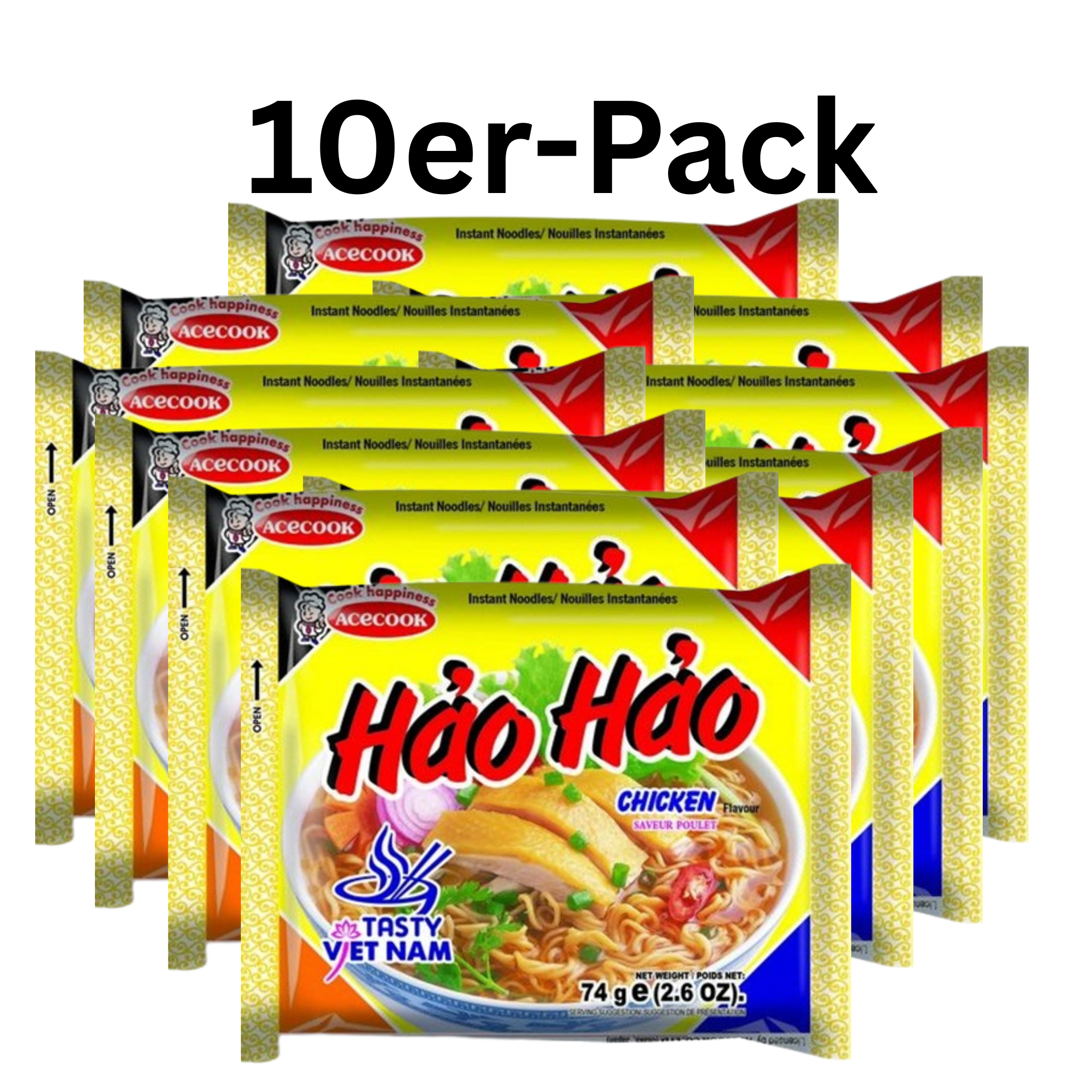 Acecook Instantnudeln Hao Hao Mi Ga Huhn 74g (10er-Pack)