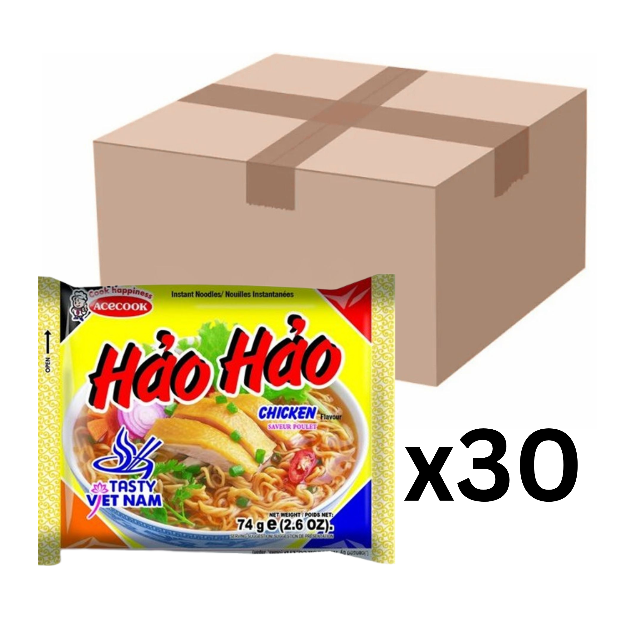 Acecook Instantnudeln Hao Hao Mi Ga Huhn 74g (30er-Pack)