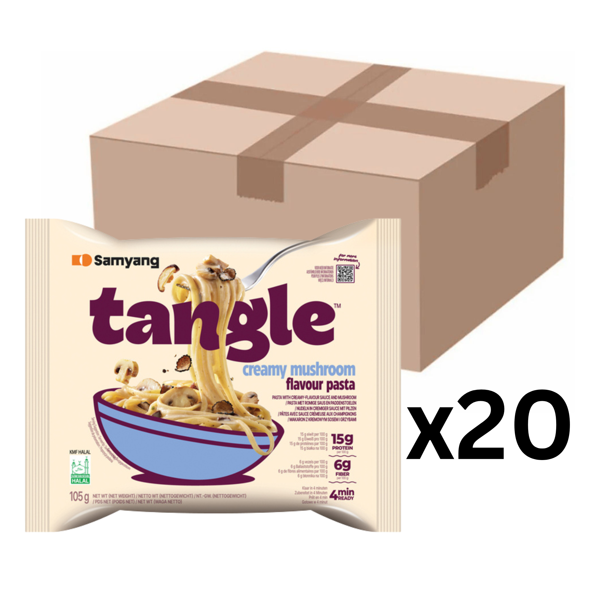 Samyang Tangle Pasta Creamy Mushroom Pilzrahmsauce 105g (20er-Pack)