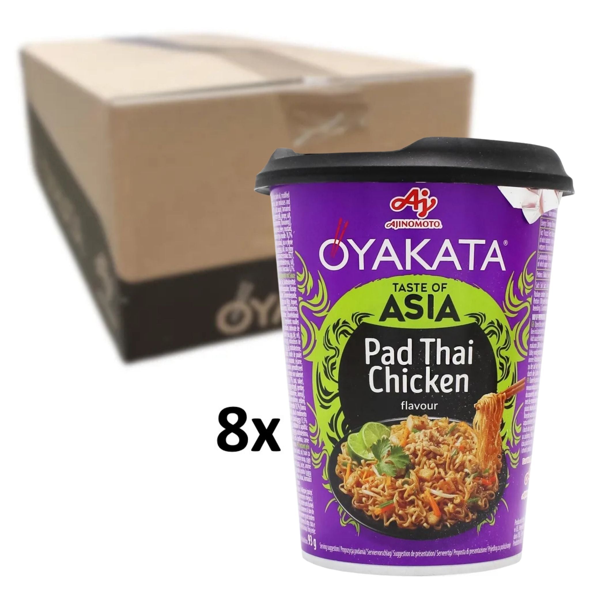 Ajinomoto OYAKATA Instantnudeln Pad Thai Cup Chicken 93g (8er-Pack)
