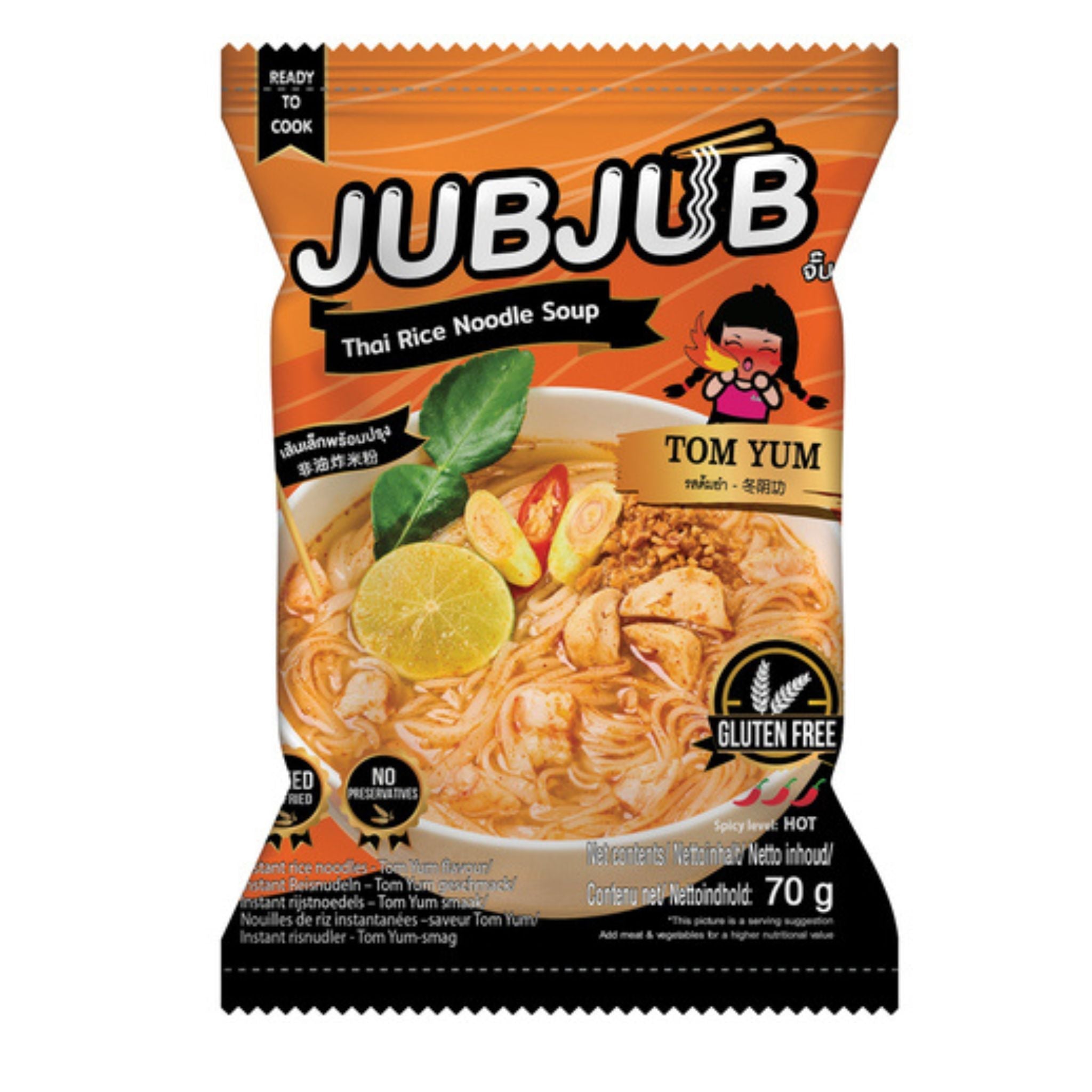 JUB JUB Instant Reisnudeln Thai Tom Yum 70g (10er-Pack)