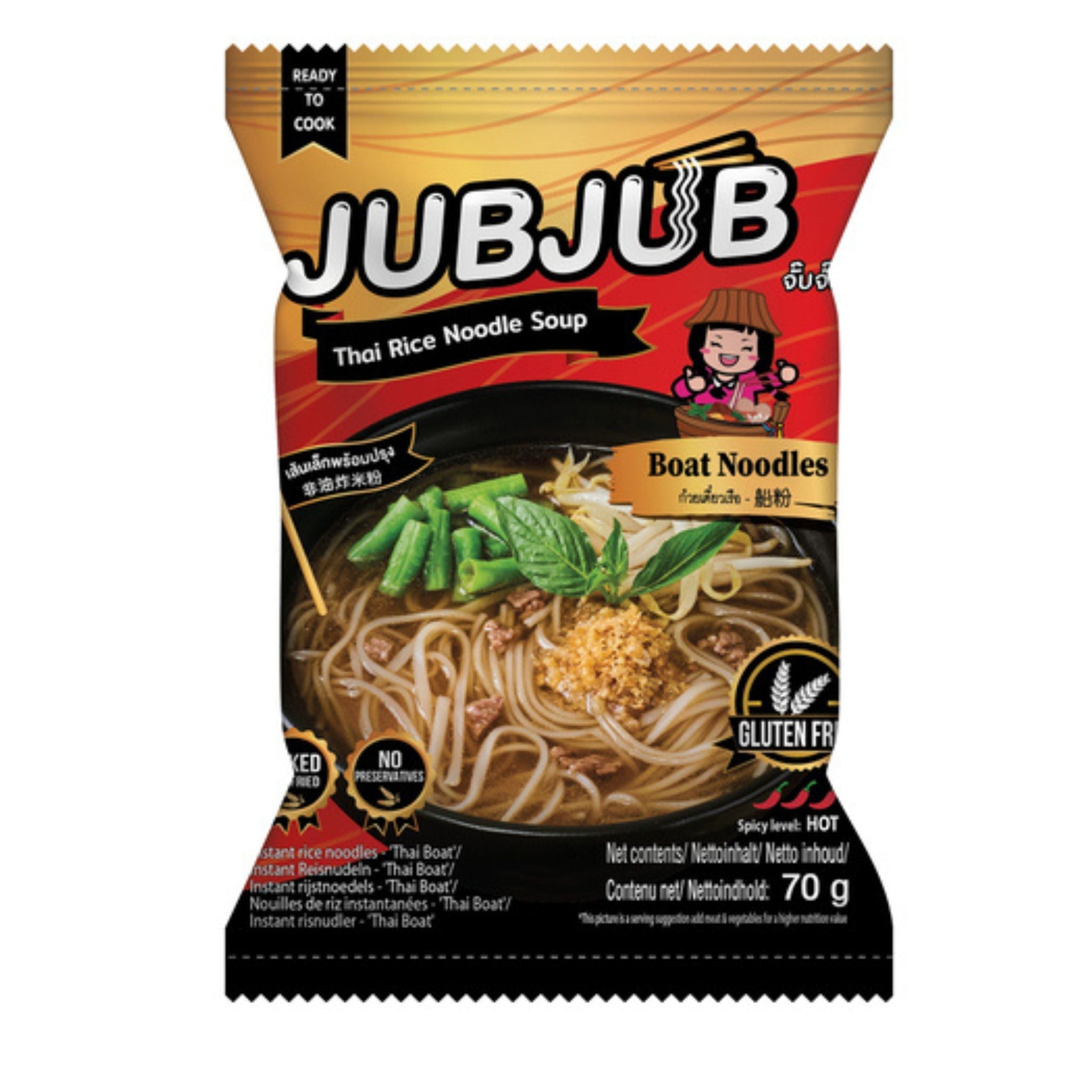 JUB JUB Instant Reisnudeln Thai Boat Noodles 70g (10er-Pack)