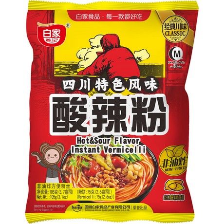 Baijia Instantnudeln Vermicelli Hot & Sour 105g (6er-Pack)