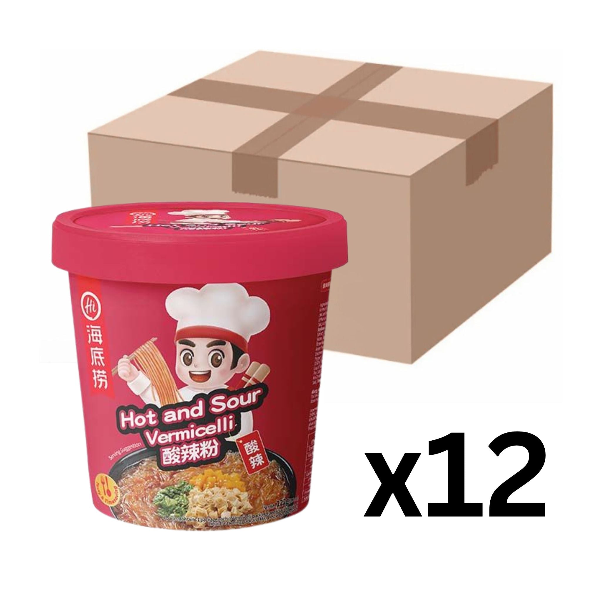 Haidilao Instant Glasnudeln Vermicelli Hot & Sour Cup 122g (12er-Pack)
