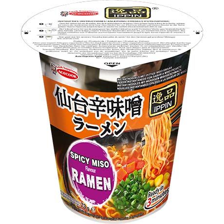 Acecook Ippin Instantnudeln Ramen Spicy Miso Cup 73g (12er-Pack)