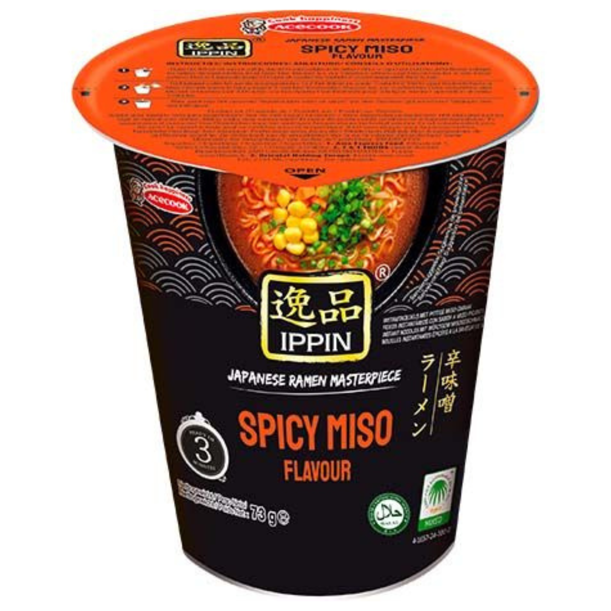 Acecook Ippin Instantnudeln Ramen Spicy Miso Cup 73g (12er-Pack)