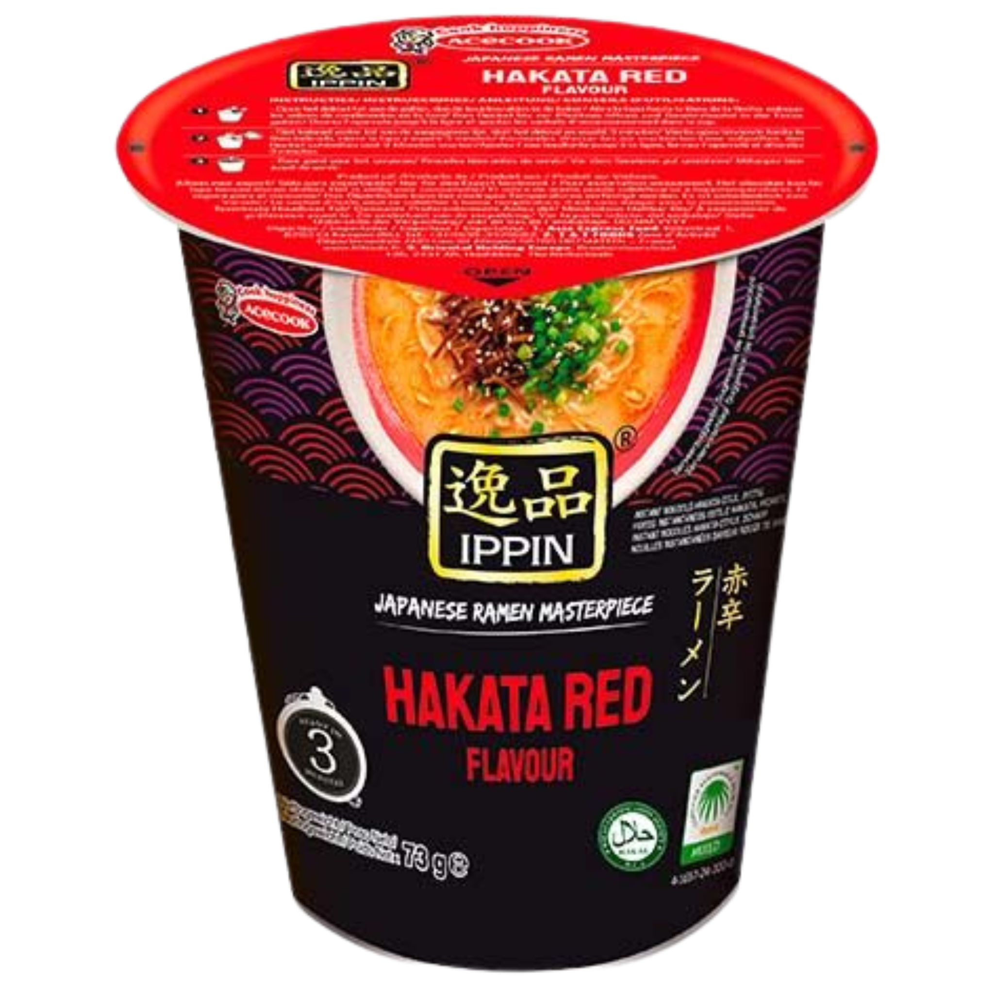 Acecook Ippin Instantnudeln Ramen Hakata Red Spicy Cup 73g (12er-Pack)