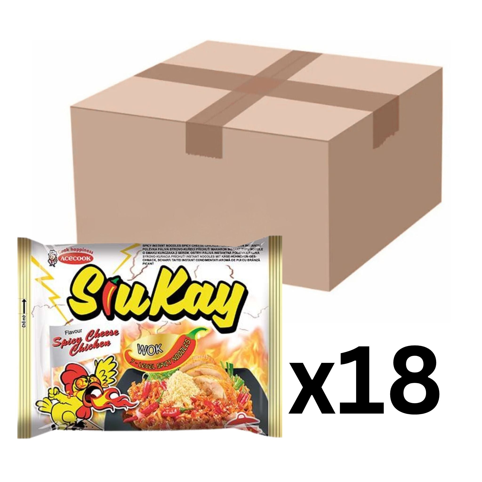 Acecook Instantnudeln Siu Kay Spicy Cheese Chicken 127g (18er-Pack)