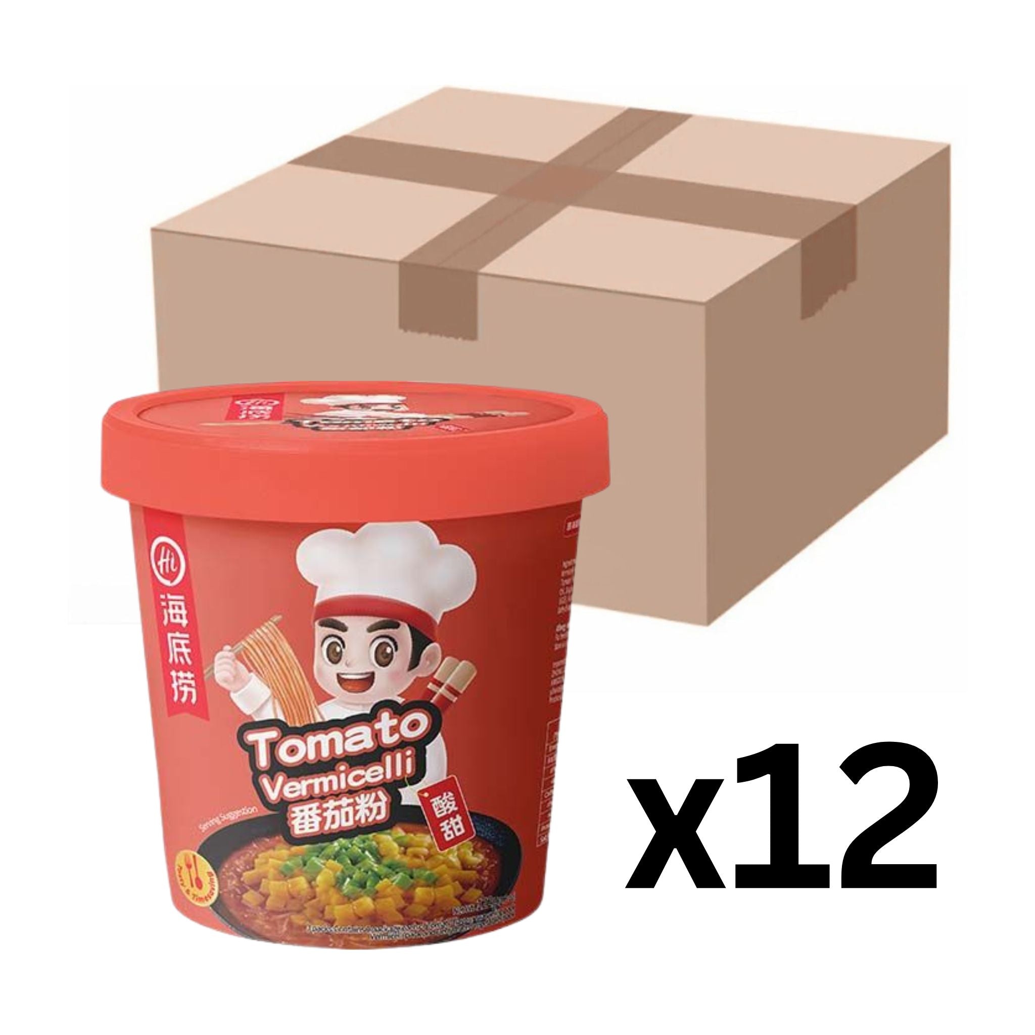 Haidilao Instant Glasnudeln Vermicelli Tomato Cup 122g (12er-Pack)