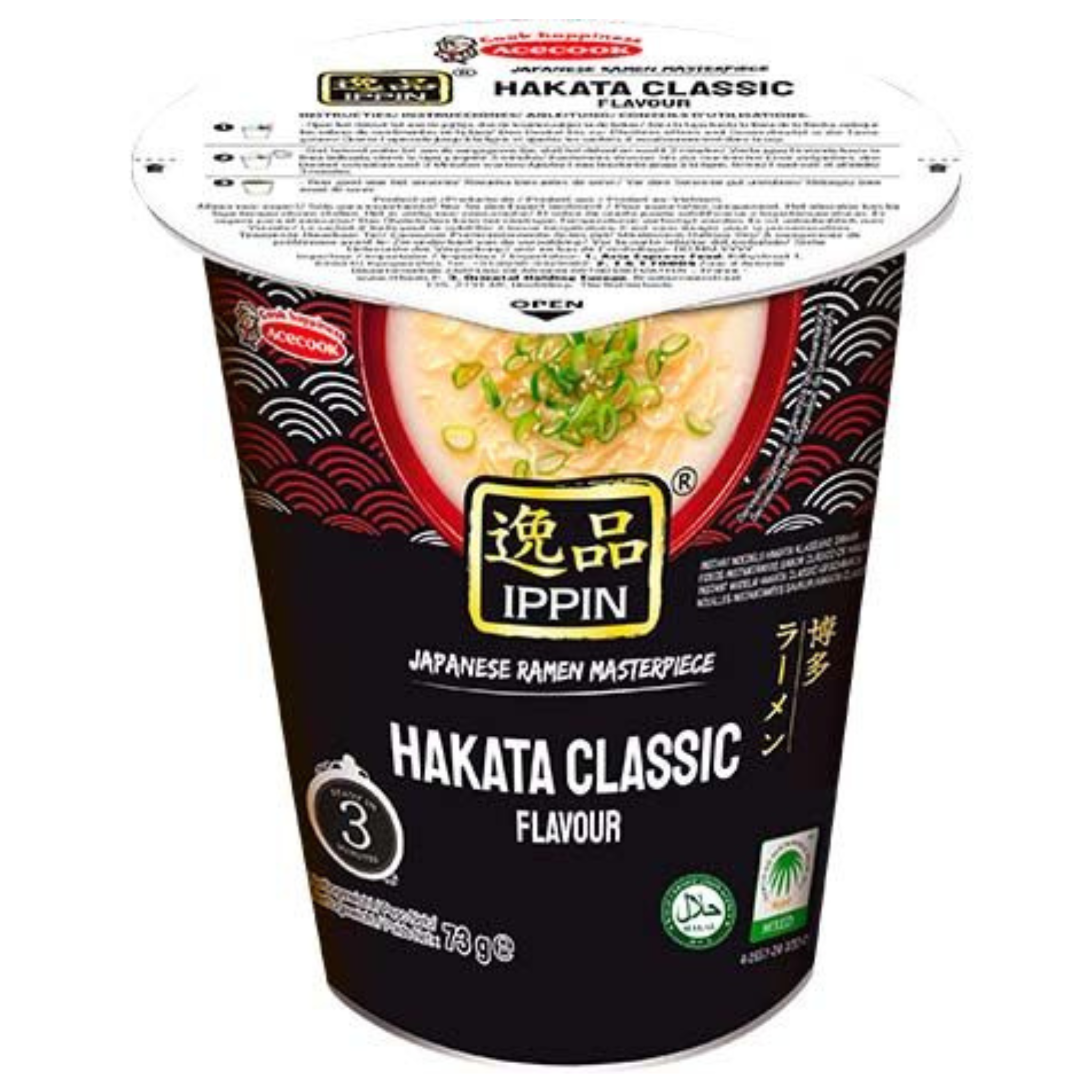 Acecook Ippin Instantnudeln Ramen Hakata Classic Cup 73g (12er-Pack)