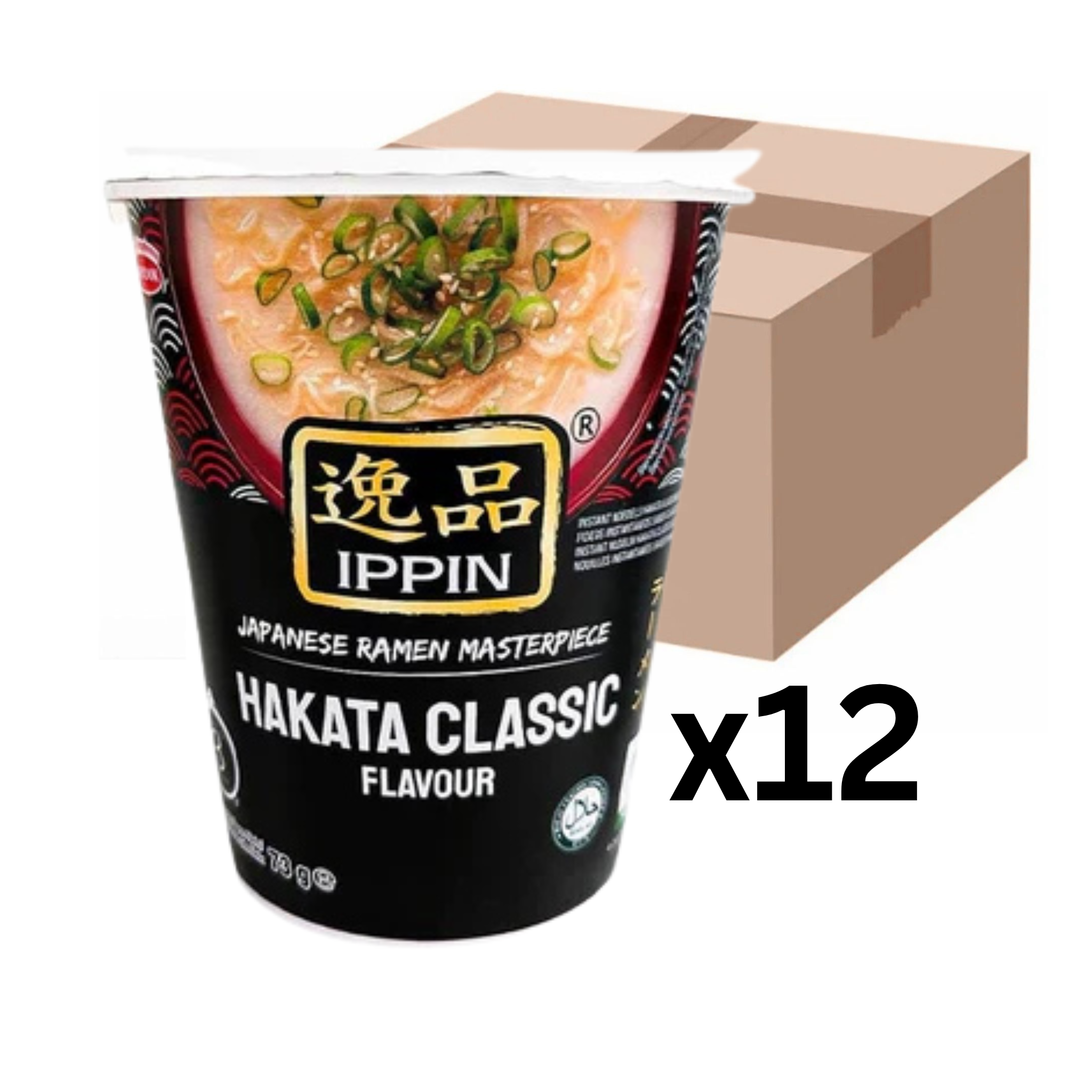Acecook Ippin Instantnudeln Ramen Hakata Tonkotsu Cup 73g (12er-Pack)