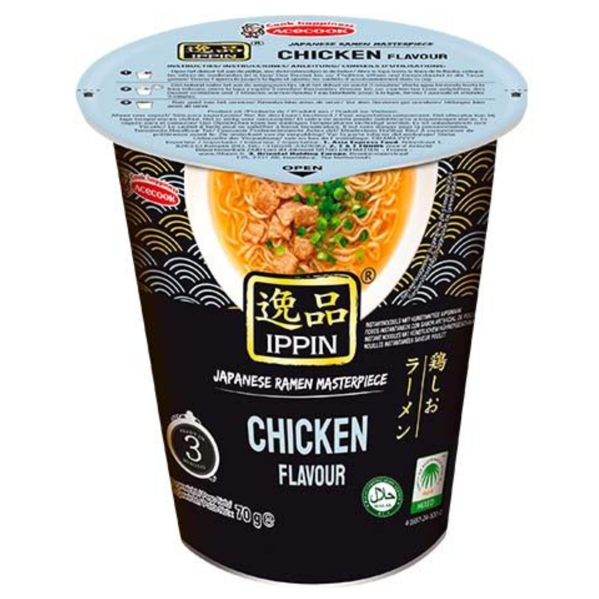 Acecook Ippin Instantnudeln Ramen Chicken Cup 70g (12er-Pack)
