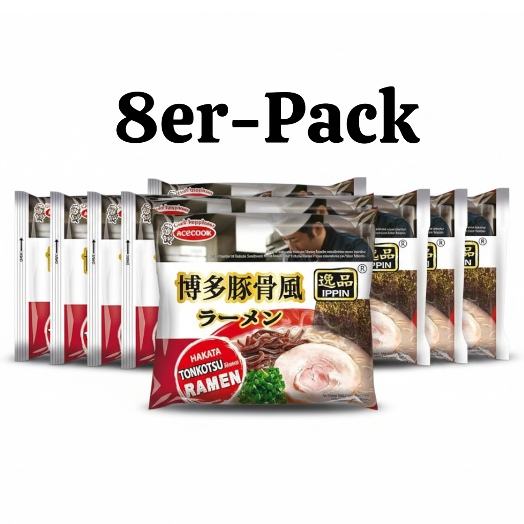 Acecook Ippin Instantnudeln Ramen Hakata Tonkotsu 82g (8er-Pack)