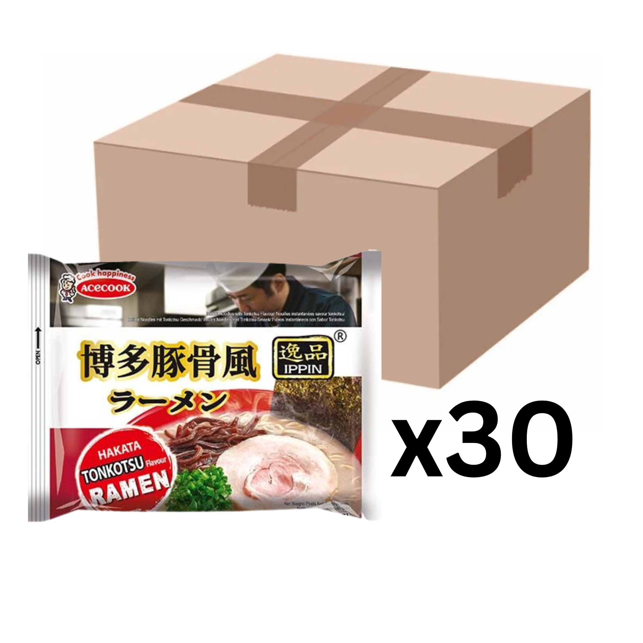 Acecook Ippin Instantnudeln Ramen Hakata Tonkotsu 82g (30er-Pack)