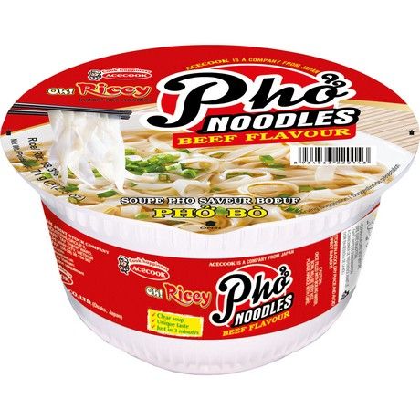 Acecook Oh Ricey Instant Reisnudelsuppe Pho Bo Rind Cup 71g (12er-Pack)