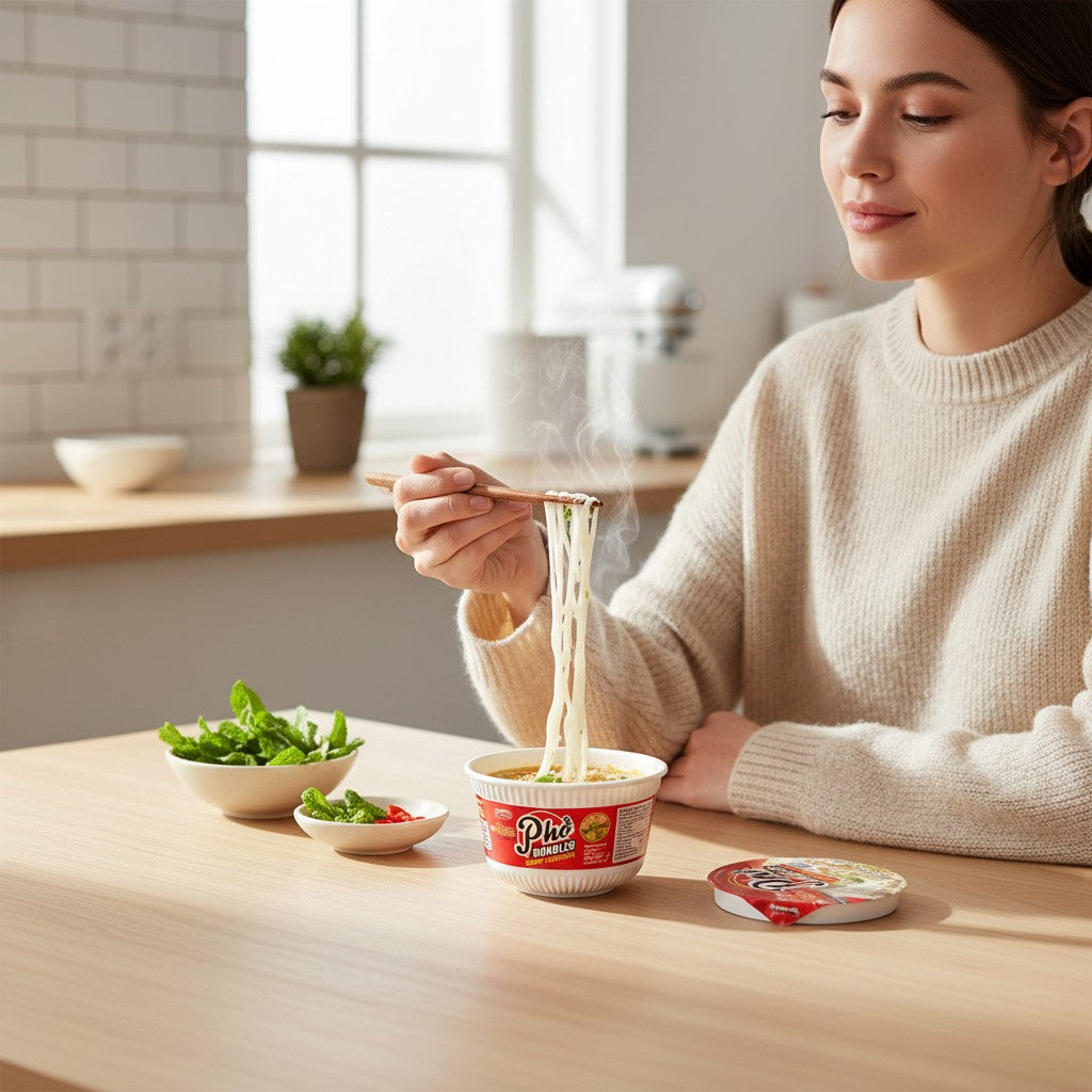 Acecook Oh Ricey Instant Reisnudelsuppe Pho Bo Rind Cup 71g (8er-Pack)