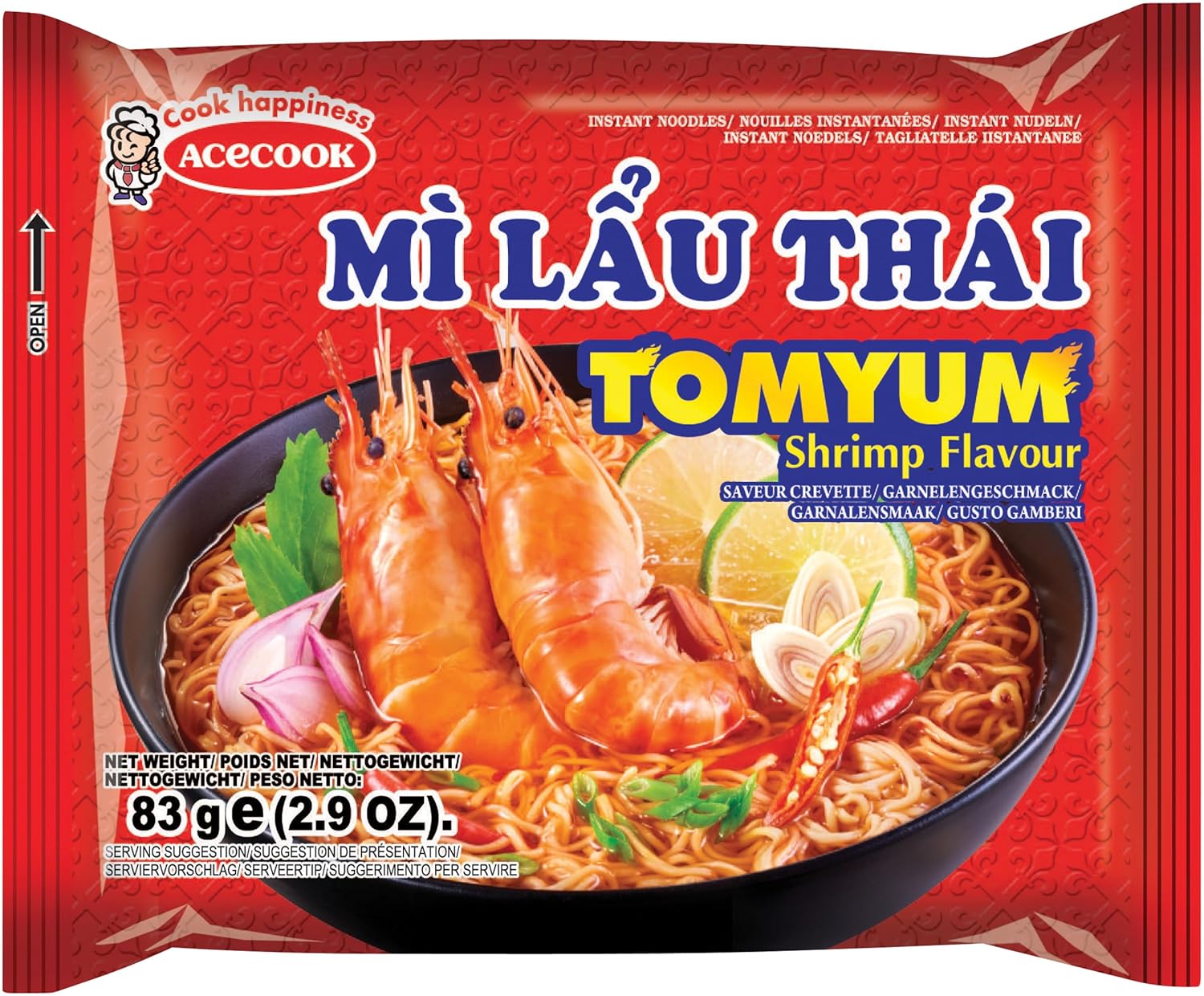 Acecook Instantnudeln Tom Yum Shrimp Mi Lau Thai 83g (30er-Pack)